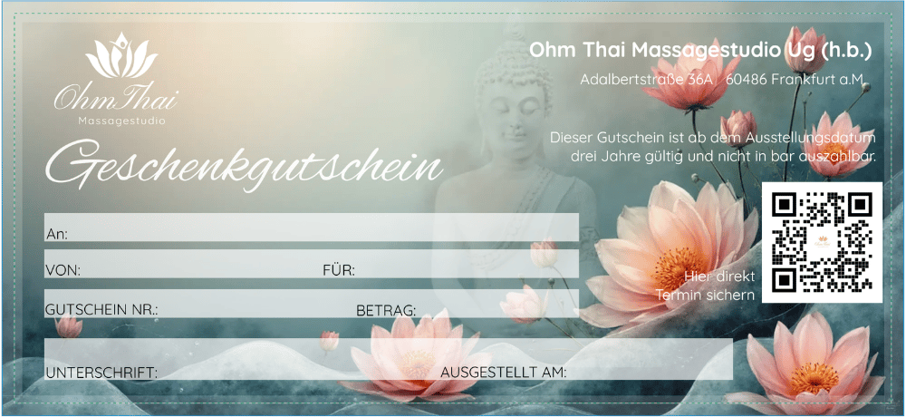 Ohm Thai Massage Gutschein Rückseite